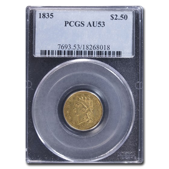 1835 $2.50 Gold Classic Head AU-53 PCGS 1835 $2.50 Gold Classic Head AU-53 PCGS