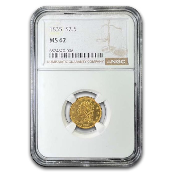 1835 $2.50 Gold Classic Head Quarter Eagle MS-62 NGC