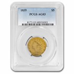 1835 $5 Gold Classic Head Half Eagle AG-03 PCGS