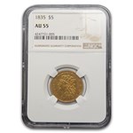 1835 $5 Gold Classic Head Half Eagle AU-55 NGC