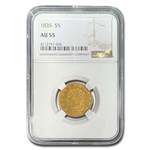 1835 $5 Gold Classic Head Half Eagle AU-55 NGC