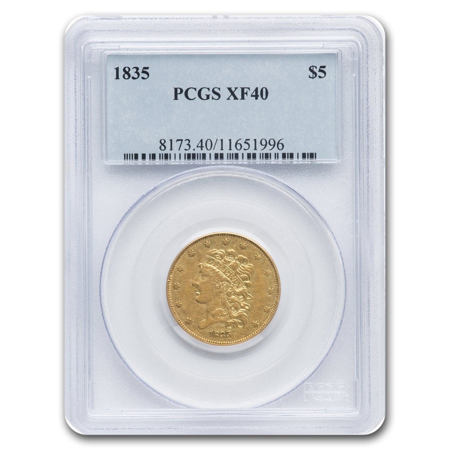 1835 $5 Gold Classic Head Half Eagle XF-40 PCGS