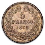 1835-A France Silver 5 Francs Louis Philippe MS-66 NGC