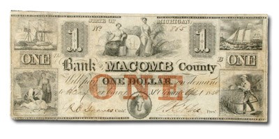 1835 Bank of Macomb County @ Mt Clemens $1 MI-295 VF 1835 Bank of Macomb County @ Mt Clemens $1 MI-295 VF