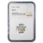 1835 Capped Bust Dime MS-61 NGC