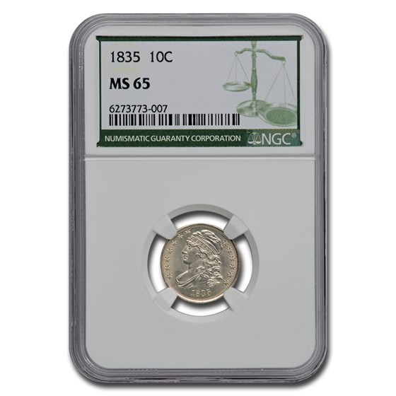1835 Capped Bust Dime MS-65 NGC (Green Label) 1835 Capped Bust Dime MS-65 NGC (Green Label)