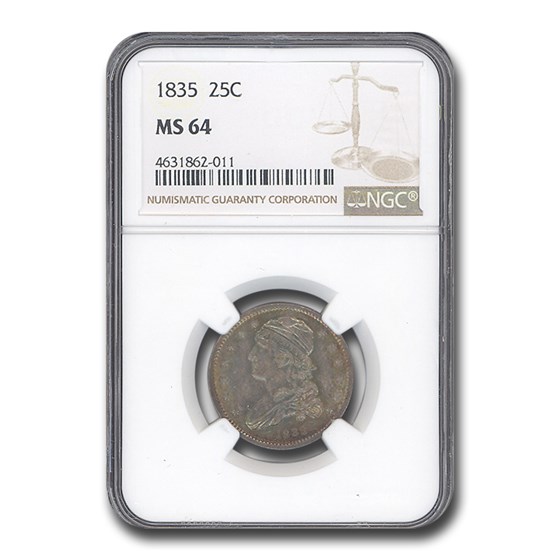 1835 Capped Bust Quarter MS-64 NGC