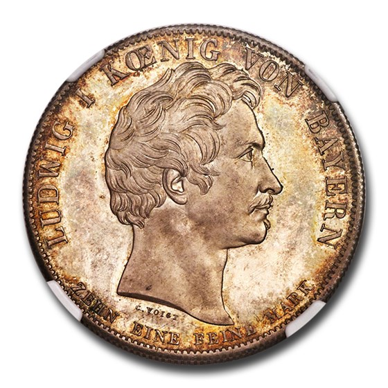 1835 German States Bavaria Silver Thaler Ludwig I MS-64 NGC 1835 German States Bavaria Silver Thaler Ludwig I MS-64 NGC