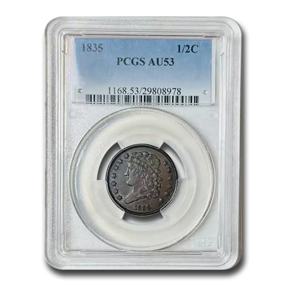 1835 Half Cent AU-53 PCGS (Brown) 1835 Half Cent AU-53 PCGS (Brown)