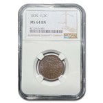 1835 Half Cent MS-64 NGC (Brown)
