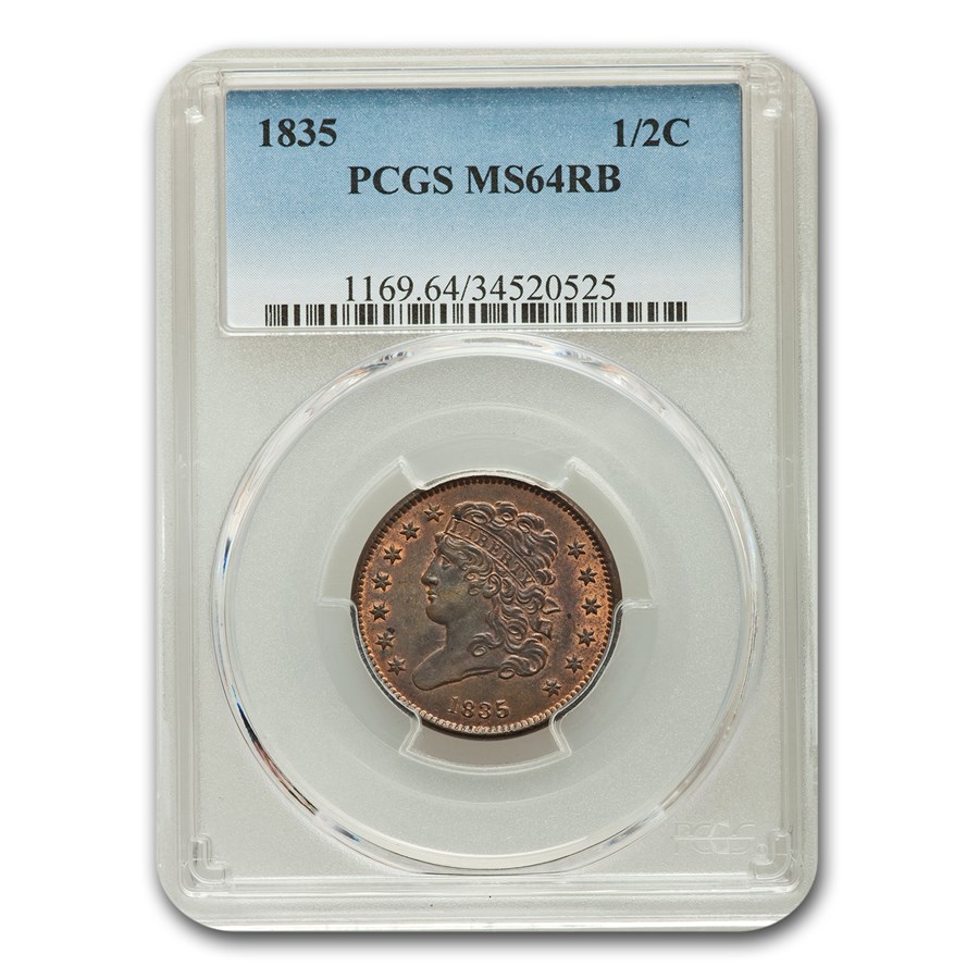 Buy 1835 Half Cent MS-64 PCGS (Red/Brown) | APMEX
