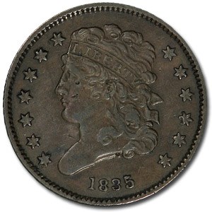 1835 Half Cent XF Details 1835 Half Cent XF Details