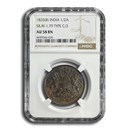 1835 India 1/2 Anna AU-58 NGC (Brown)