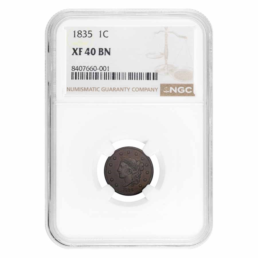1835 Large Cent XF-40 NGC