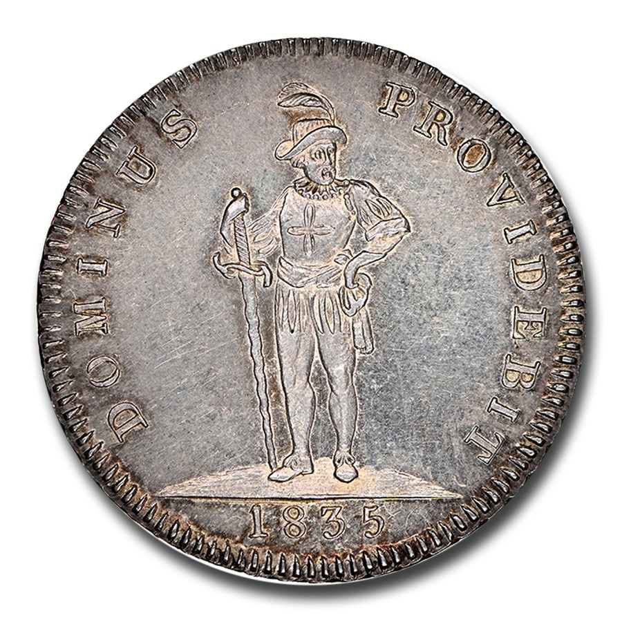 1835 Switzerland Silver 2 Franken MS-63 NGC
