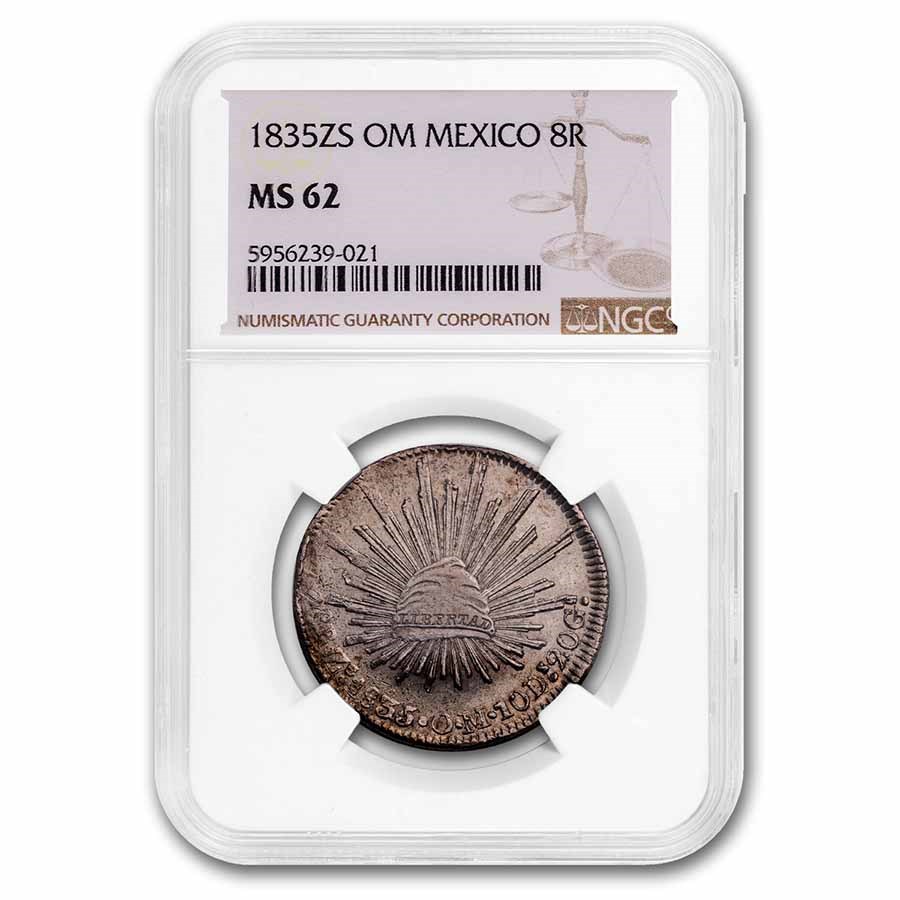 1835-Zs OM Mexico Silver 8 Reales MS-62 NGC