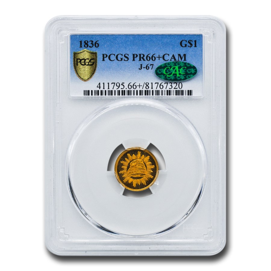 1836 $1 Gold Liberty Cap Pattern PR-66+ CAM PCGS CAC (Judd 67)