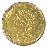 1836 $2.5 Gold Classic Head Quarter Eagle Script 8 MS-61 NGC