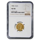 1836 $2.50 Classic Head Gold Quarter Eagle AU-58 NGC (Script 8)