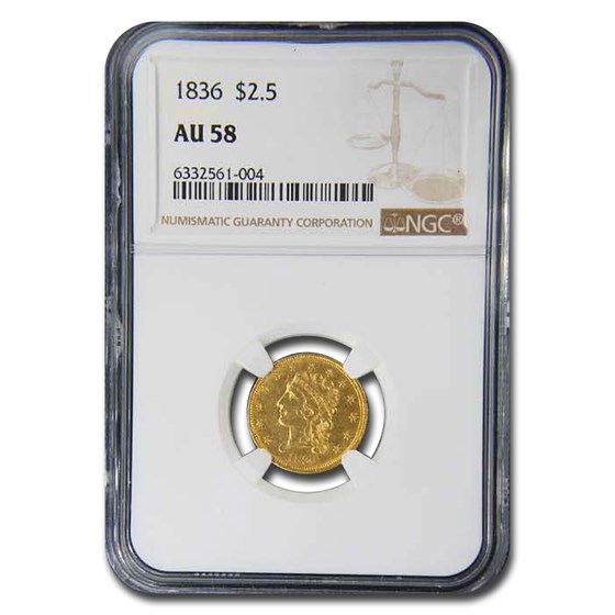 1836 $2.50 Classic Head Gold Quarter Eagle AU-58 NGC (Script 8)