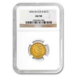 1836 $2.50 Gold Classic Head Block 8 AU-50 NGC
