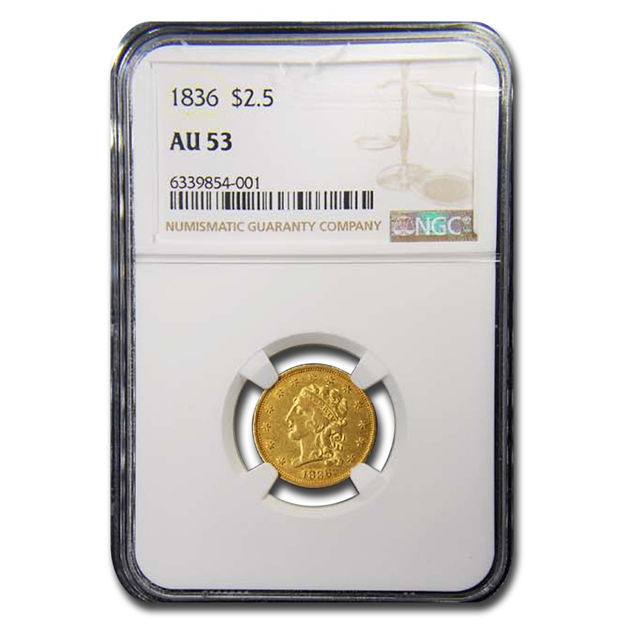 1836 $2.50 Gold Classic Head Gold Quarter Eagle Block 8 AU-53 NGC