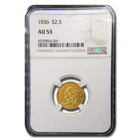 1836 $2.50 Gold Classic Head Gold Quarter Eagle Block 8 AU-53 NGC 1836 $2.50 Gold Classic Head Gold Quarter Eagle Block 8 AU-53 NGC