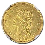1836 $2.50 Gold Classic Head MS-61 NGC (Script 8)