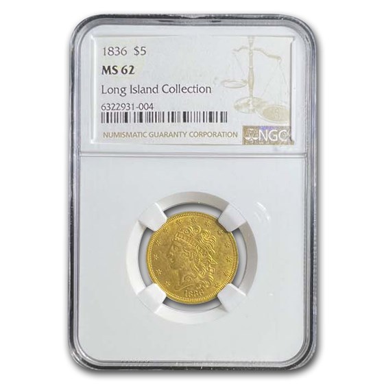 1836 $5 Classic Head Half Eagle MS-62 NGC 1836 $5 Classic Head Half Eagle MS-62 NGC