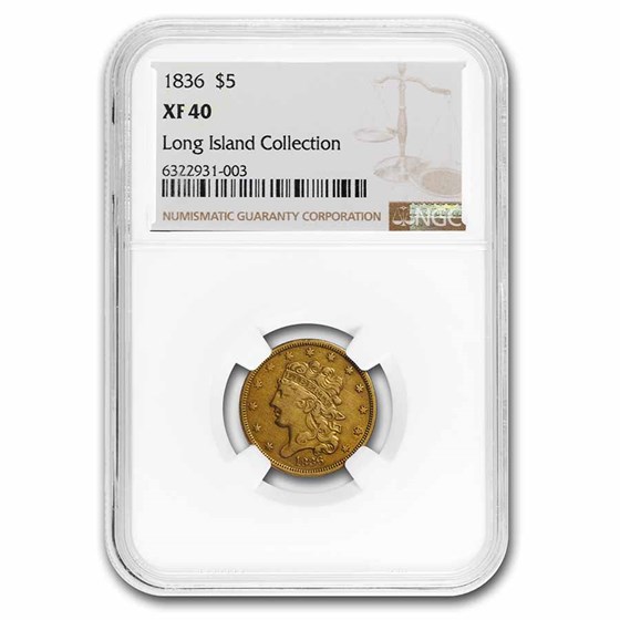 1836 $5 Classic Head Half Eagle XF-40 NGC 1836 $5 Classic Head Half Eagle XF-40 NGC