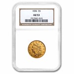 1836 $5 Gold Classic Head Half Eagle AU-53 NGC