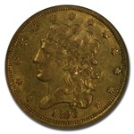1836 $5 Gold Classic Head Half Eagle AU-55 NGC