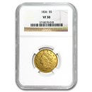 1836 $5 Gold Classic Head Half Eagle VF-30 NGC