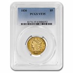 1836 $5 Gold Classic Head Half Eagle VF-35 PCGS