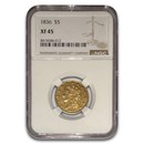 1836 $5 Gold Classic Head Half Eagle XF-45 NGC