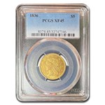 1836 $5 Gold Classic Head Half Eagle XF-45 PCGS