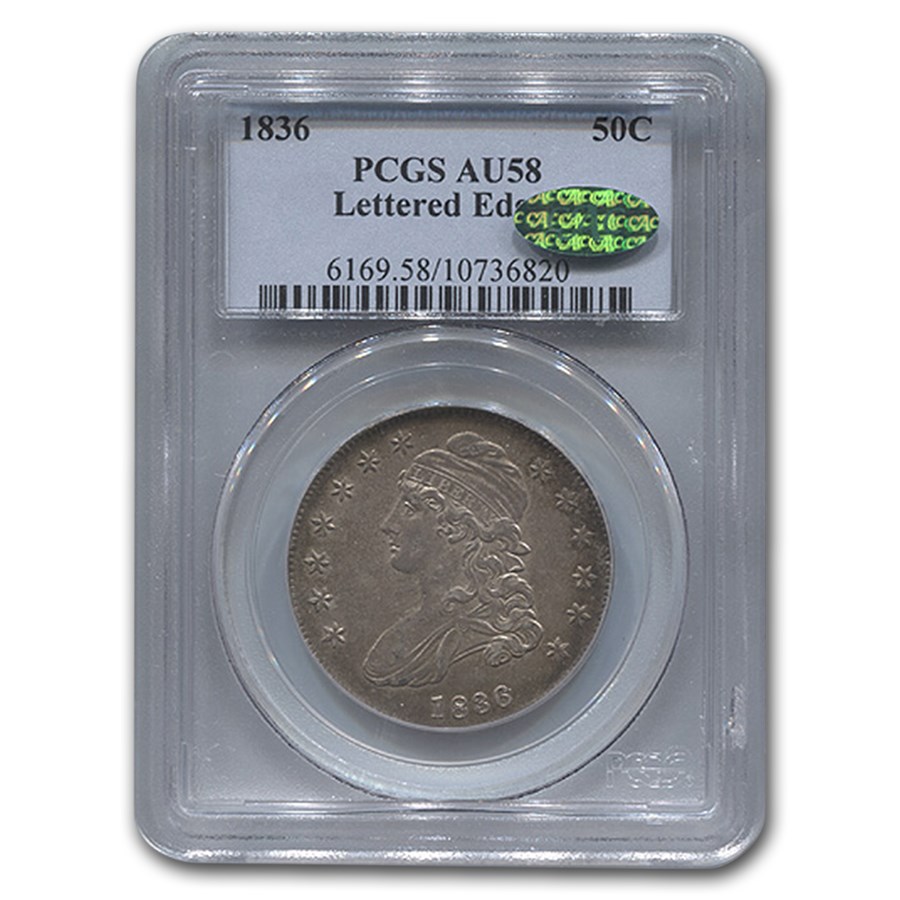 Buy 1836 Capped Bust Half Dollar Lettered Edge AU58 PCGS CAC Coin