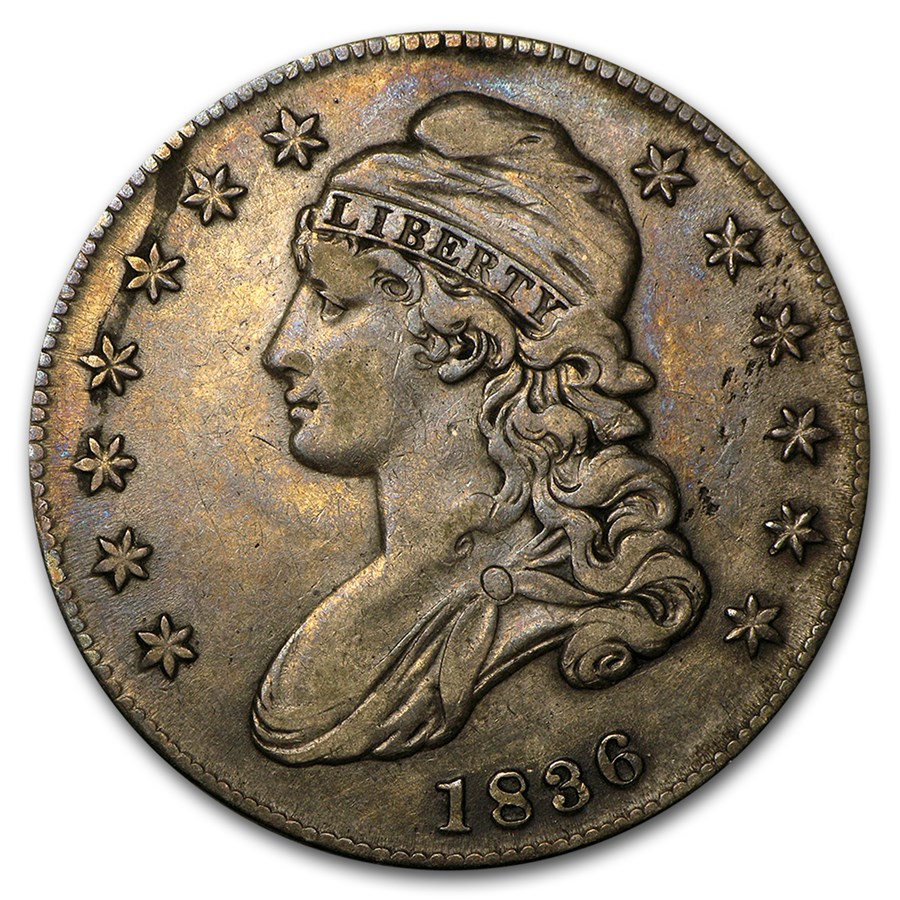 1836 Capped Bust Half Dollar Lettered Edge XF45 Value of Silver