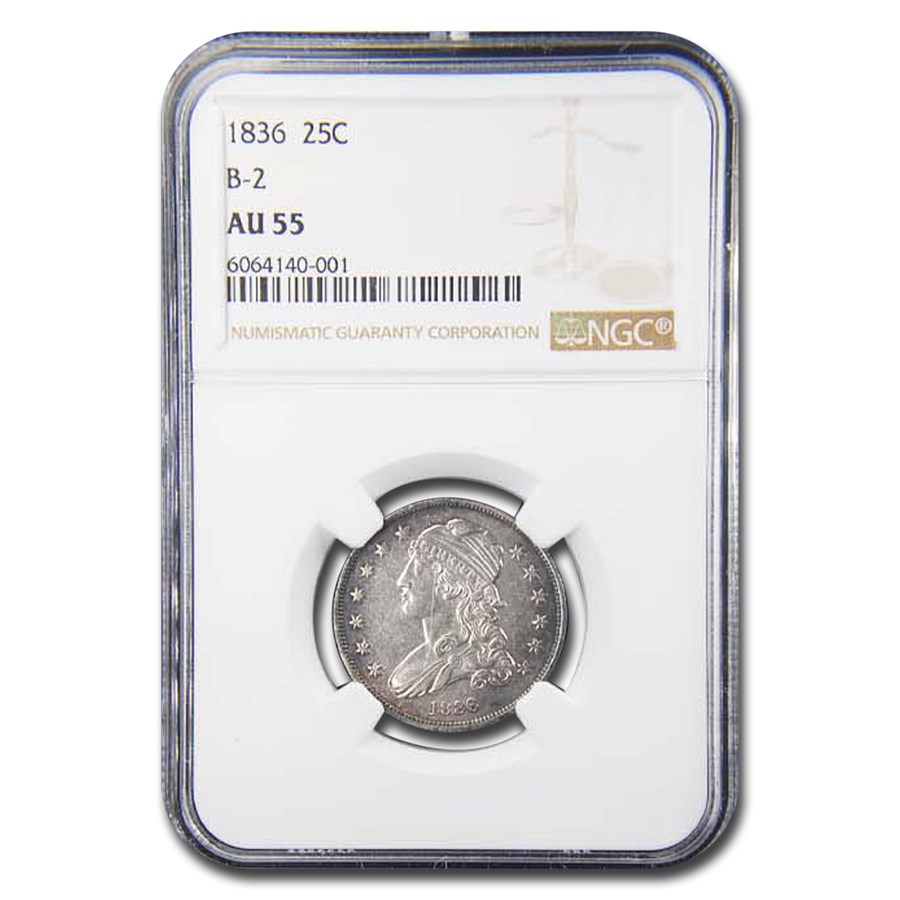 1836 Capped Bust Quarter AU-55 NGC