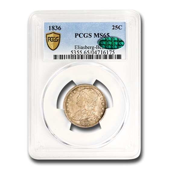 1836 Capped Bust Quarter MS-65 PCGS CAC 1836 Capped Bust Quarter MS-65 PCGS CAC