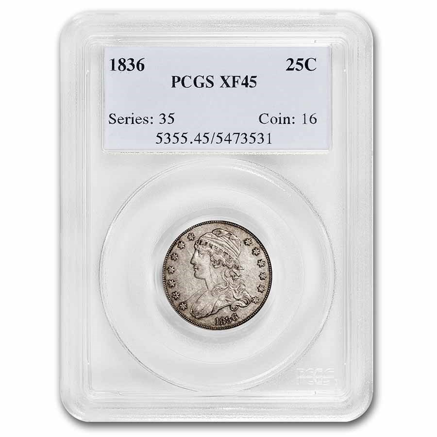 1836 Capped Bust Quarter XF-45 PCGS