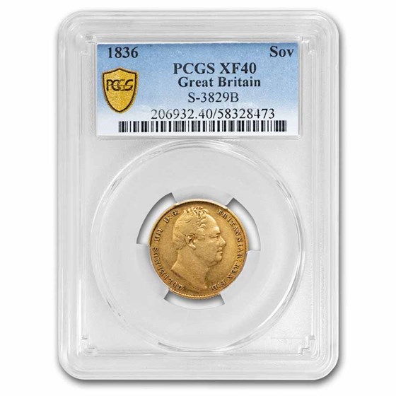 1836 Great Britain Gold Sovereign William IV XF-40 PCGS