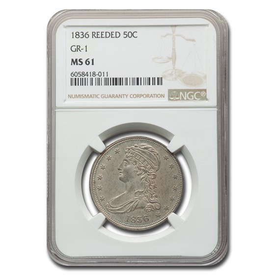 1836 Reeded Edge Half Dollar MS-61 NGC (GR-1) 1836 Reeded Edge Half Dollar MS-61 NGC (GR-1)