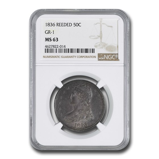 1836 Reeded Edge Half Dollar MS-63 NGC (GR-1) 1836 Reeded Edge Half Dollar MS-63 NGC (GR-1)