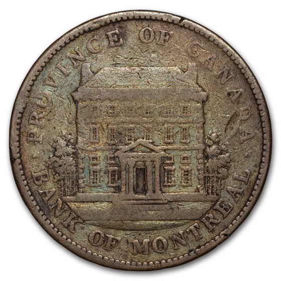 1837-1842 Canada Bank of Montreal One Penny Bank Token Avg Circ 1837-1842 Canada Bank of Montreal One Penny Bank Token Avg Circ