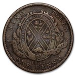 1837-1842 Canada Bank of Montreal One Penny Bank Token Avg Circ