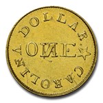 (1837-42) $1 Carolina Gold C Bechtler MS-63 NGC (28 G, N Reverse)