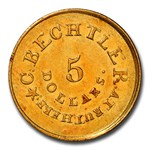 (1837-42) $5 Carolina Gold C. Bechtler 134 G, Star MS-61 NGC
