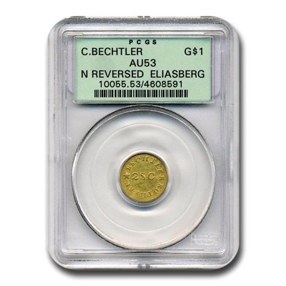 (1837-42) Gold $1 A. Bechtler AU-53 PCGS (N Reversed, Eliasberg) (1837-42) Gold $1 A. Bechtler AU-53 PCGS (N Reversed, Eliasberg)
