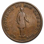 1837 Canada Bank of Montreal Half Penny Bank Token Avg Circ